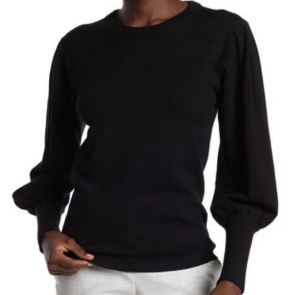 Magaschoni Balloon Puff Sleeve Crew Neck Gray Sweater - M - Picture 7 of 11